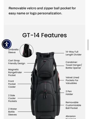 GT-14 Men's Golf Bag - Black